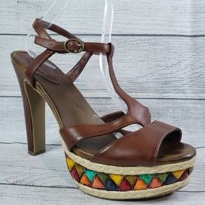 Unlisted Kenneth Cole Womens Brown Carry On Platform Heels Size US 9.5 M